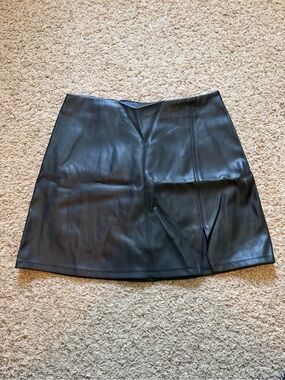 Hollister Black Faux Leather Mini Skirt with Side Slit